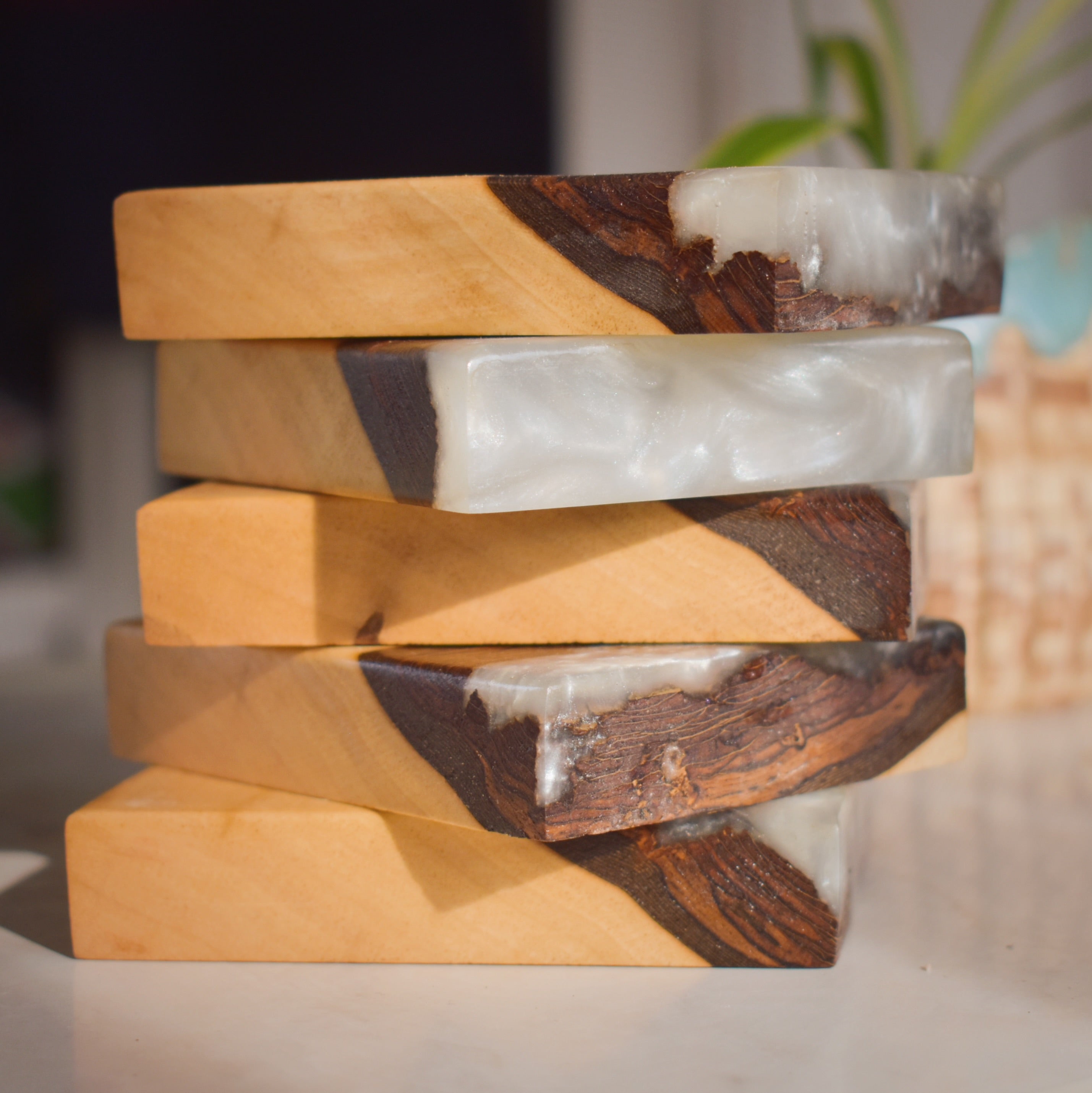 Walnut Wood & Resin Soap Stand