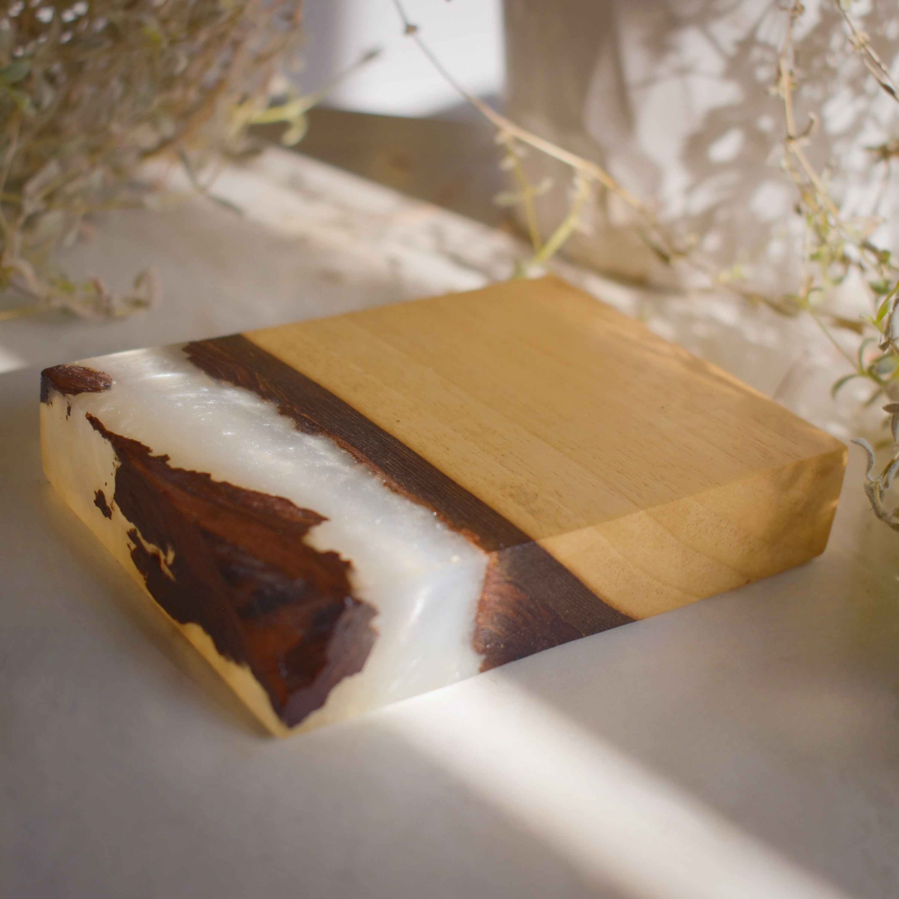 Walnut Wood & Resin Soap Stand